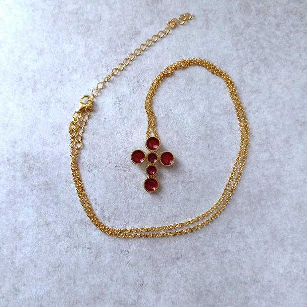 Ασημένιος Σταυρός με αλυσίδα Ροδοσταλίς! alt=''Χειροποίητος Σταυρός'' alt=''handmade Cross'' alt=''Γυναικείος Σταυρός'' alt=''woman Cross'' alt=''woman jewelry'' alt=''χειροποίητα κοσμήματα'' alt=''handmade jewelry'' alt=''κοσμήματα'' alt=''jewelry'