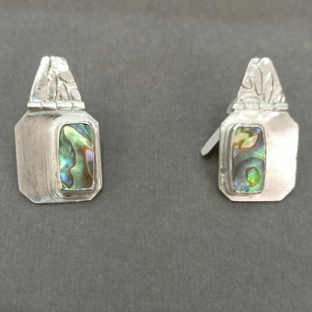 alt="Ασημένια Σκουλαρίκια 925 Αμβροσία με Πέτρα Abalone"